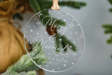 Load image into Gallery viewer, Acrylic Personalized Merry and Married Christmas Ornament with Names and Wedding Date