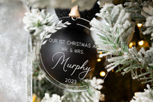 Load image into Gallery viewer, Our 1st Christmas as Mr and Mrs Ornament with Last Name and Year
