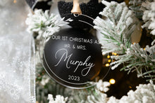 Load image into Gallery viewer, Our 1st Christmas as Mr and Mrs Ornament with Last Name and Year