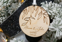 Load image into Gallery viewer, Wood Willow Branch Married Ornament with Names and Wedding Date