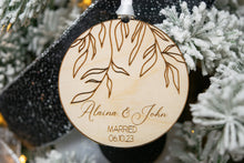 Load image into Gallery viewer, Wood Willow Branch Married Ornament with Names and Wedding Date