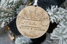 Load image into Gallery viewer, First Christmas Married Ornament - Eucalyptus Design