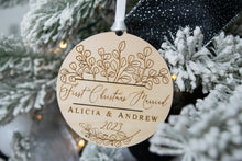 Load image into Gallery viewer, First Christmas Married Ornament - Eucalyptus Design