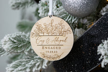 Load image into Gallery viewer, Wooden Personalized Engaged Ornament - Eucalyptus Design