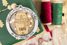 Load image into Gallery viewer, Bear Baby&#39;s First Christmas Ornament, Personalized Name Ornament for Kids, Options for Babies or Kids
