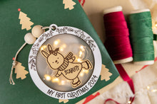 Load image into Gallery viewer, Bunny Baby&#39;s First Christmas Ornament, Personalized Name Ornament for Kids, Options for Babies and Children
