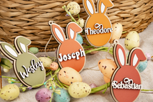 Load image into Gallery viewer, Easter Bunny Basket Name Tag - Offered in 8 Colors and 4 Fonts.
