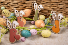 Load image into Gallery viewer, Groovy Bunny Letter Easter Basket Tag

