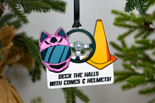 Load image into Gallery viewer, Deck The Halls with Cones and Helmets - Autocross Ornament
