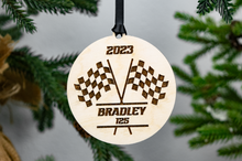 Load image into Gallery viewer, Personalized Racing Flag Christmas Ornament 
