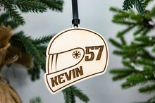 Load image into Gallery viewer, Personalized Wooden Racing Helmet Ornament
