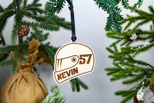 Load image into Gallery viewer, Personalized Wood Racing Helmet Ornament
