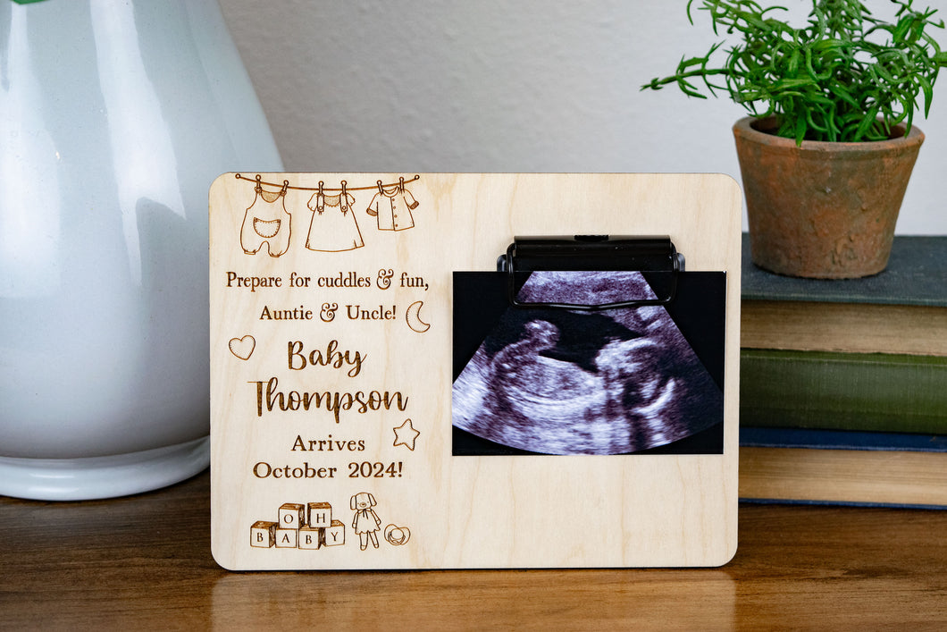 Prepare for Cuddles and Fun Aunt and Uncle Pregnancy Announcement Ultrasound Picture Frame