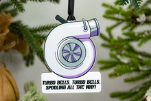 Load image into Gallery viewer, Turbo Bells, Turbo Bells, Spooling All The Way Christmas Ornament - Choose from Three Colors
