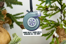 Load image into Gallery viewer, Turbo Bells, Turbo Bells, Spooling All The Way Christmas Ornament - Choose from Three Colors
