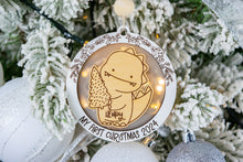 Load image into Gallery viewer, Dinosaur Baby&#39;s First Christmas Ornament, Personalized Name Ornament for Kids, Options for Kids or Babies
