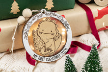 Load image into Gallery viewer, Dinosaur Baby&#39;s First Christmas Ornament, Personalized Name Ornament for Kids, Options for Kids or Babies
