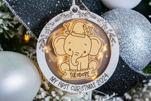 Load image into Gallery viewer, Elephant Baby&#39;s First Christmas Ornament, Custom Name Ornament for Kids, Made For Kids or Babies
