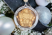 Load image into Gallery viewer, Elephant Baby&#39;s First Christmas Ornament, Custom Name Ornament for Kids, Made For Kids or Babies
