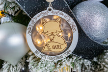 Load image into Gallery viewer, Personalized Fox Baby&#39;s First Christmas Ornament, Custom Name Ornament for Kids, Options for Kids and Babies
