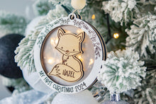 Load image into Gallery viewer, Personalized Fox Baby&#39;s First Christmas Ornament, Custom Name Ornament for Kids, Options for Kids and Babies
