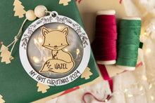 Load image into Gallery viewer, Personalized Fox Baby&#39;s First Christmas Ornament, Custom Name Ornament for Kids, Options for Kids and Babies
