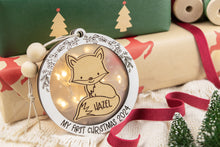 Load image into Gallery viewer, Personalized Fox Baby&#39;s First Christmas Ornament, Custom Name Ornament for Kids, Options for Kids and Babies
