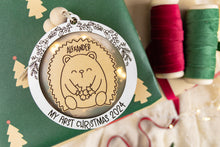 Load image into Gallery viewer, Hedgehog Baby&#39;s First Christmas Ornament, Custom Name Ornament for Kids, Options for Babies or Kids
