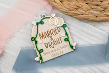 Load image into Gallery viewer, Personalized Married &amp; Bright Ornament, Newlywed Christmas Ornament, Christmas Lights Wedding Ornament
