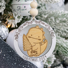 Load image into Gallery viewer, Dinosaur Baby&#39;s First Christmas Ornament, Personalized Name Ornament for Kids, Options for Kids or Babies
