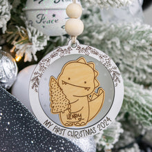 Load image into Gallery viewer, Dinosaur Baby&#39;s First Christmas Ornament, Personalized Name Ornament for Kids, Options for Kids or Babies
