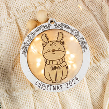 Load image into Gallery viewer, Light Up Reindeer Baby&#39;s First Christmas Ornament, Custom Name Ornament for Kids, Options for Babies and Kids
