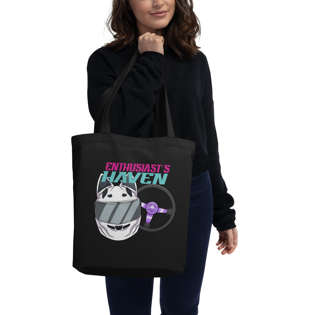 Enthusiast's Haven Motorsports Tote Bag - White Helmet Purple Racing Steering Wheel