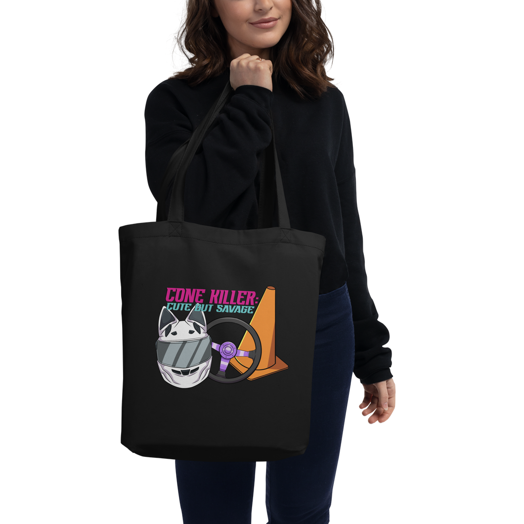 Cone Killer Cute but Savage Autocross Tote Bag: White Helmet Edition