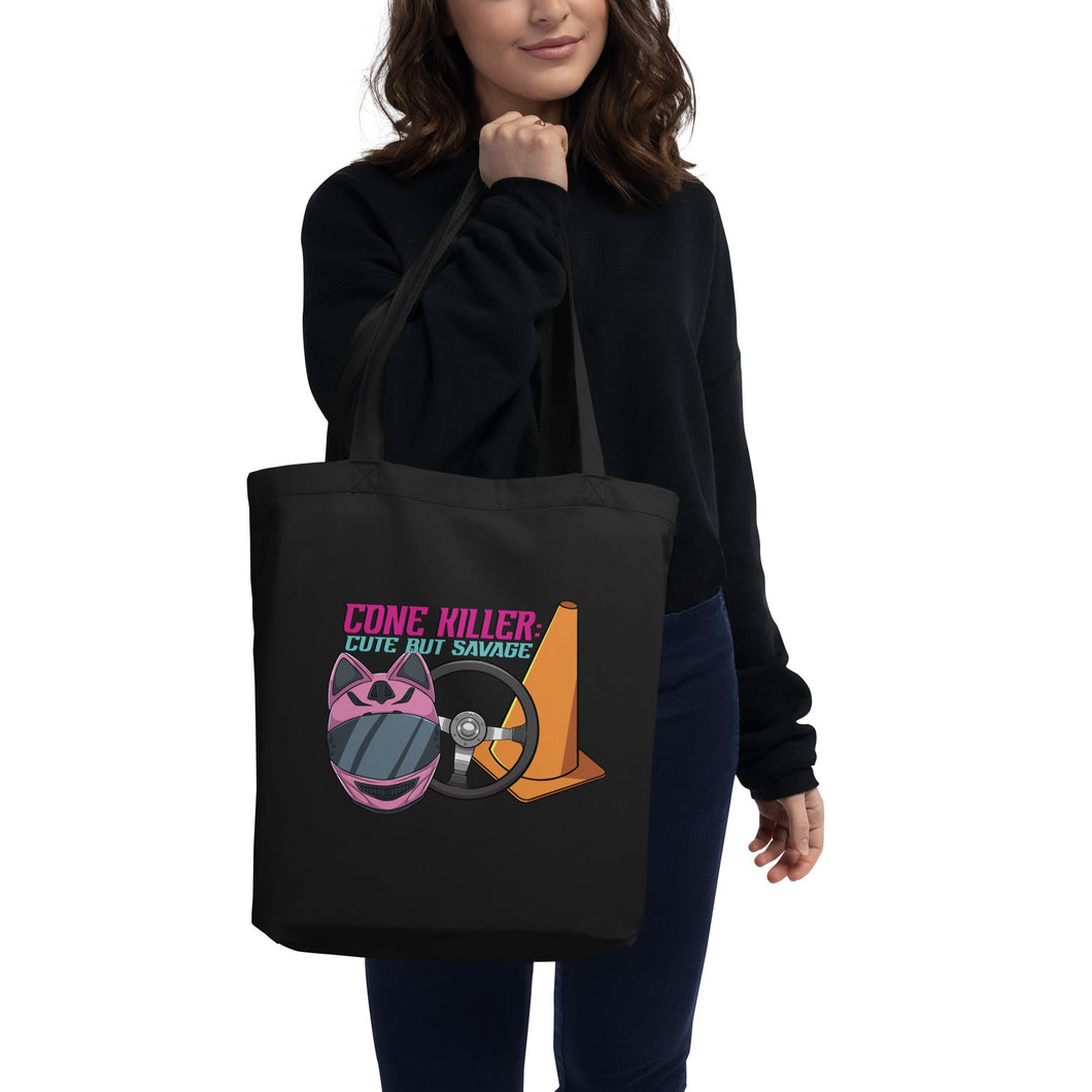 Cone Killer Cute but Savage Autocross Tote Bag: Pink Helmet Edition