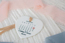 Load image into Gallery viewer, Personalized Wedding Date Calendar Ornament, Newlywed Gift
