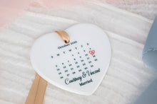 Load image into Gallery viewer, Personalized Wedding Date Calendar Ornament, Newlywed Gift
