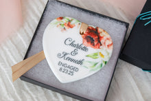 Load image into Gallery viewer, Red and Peach Floral Personalized Engaged Ornament, Custom Engagement Gifts for Couple
