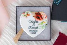 Load image into Gallery viewer, Red and Peach Floral Personalized Engaged Ornament, Custom Engagement Gifts for Couple
