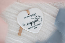 Load image into Gallery viewer, Ceramic Heart Shaped Our First Christmas Engaged Ornament, Engagement Gift for Couple
