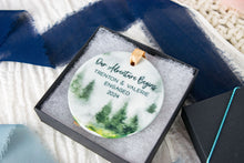 Load image into Gallery viewer, Our Adventure Begins Engaged Ornament, Mountain Ornament, Gift for Outdoorsy Couple
