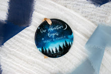 Load image into Gallery viewer, Night Sky Our Adventure Begins Engaged Ornament, Outdoorsy Couple Engagement Gift
