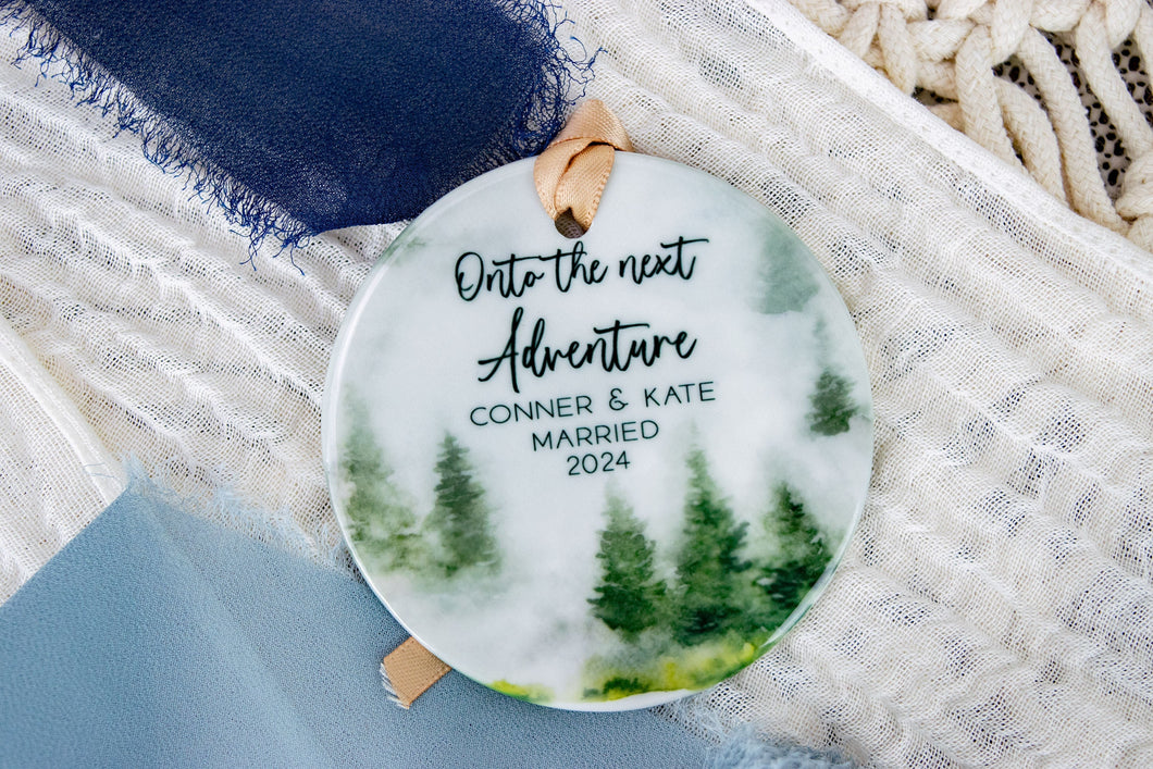 Onto the Next Adventure Married Ornament, Mountain Ornament Gift for Ourdoorsy Couples