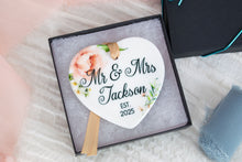 Load image into Gallery viewer, Heart Floral Mr and Mrs Wedding Ornament, Custom Wedding Gift
