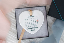 Load image into Gallery viewer, Personalized Wedding Date Calendar Ornament, Newlywed Gift
