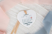 Load image into Gallery viewer, Personalized Wedding Date Calendar Ornament, Newlywed Gift
