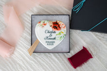 Load image into Gallery viewer, Red and Peach Floral Personalized Engaged Ornament, Custom Engagement Gifts for Couple
