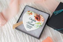 Load image into Gallery viewer, Red and Peach Floral Personalized Engaged Ornament, Custom Engagement Gifts for Couple
