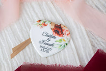 Load image into Gallery viewer, Red and Peach Floral Personalized Engaged Ornament, Custom Engagement Gifts for Couple
