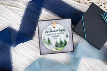 Load image into Gallery viewer, Our Adventure Begins Engaged Ornament, Mountain Ornament, Gift for Outdoorsy Couple
